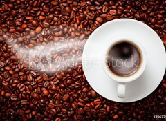 Samolepka flie 100 x 73  coffee ying yang symbol of harmony, 100 x 73 cm