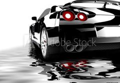 Fototapeta vliesov 145 x 100, 39752325 - Black car reflected
