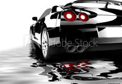 Samolepka flie 145 x 100  Black car reflected, 145 x 100 cm