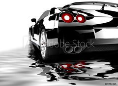 Fototapeta plátno 160 x 116, 39752325 - Black car reflected - Černé auto se odráželo