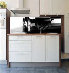 Fototapeta do kuchyn flie 180 x 60  Black car reflected, 180 x 60 cm