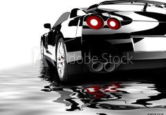 Fototapeta184 x 128  Black car reflected, 184 x 128 cm