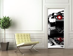 Samolepka na dvee flie 90 x 220  Black car reflected, 90 x 220 cm