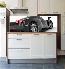 Fototapeta do kuchyn flie 180 x 60  black sports car, 180 x 60 cm