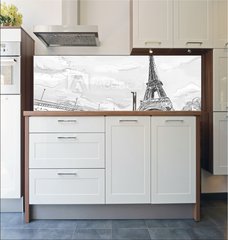 Fototapeta do kuchyn flie 180 x 60  Parisian streets Eiffel Tower illustration, 180 x 60 cm