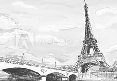 Fototapeta184 x 128  Parisian streets Eiffel Tower illustration, 184 x 128 cm