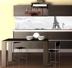 Fototapeta do kuchyně fólie 260 x 60, 40124370 - Parisian streets -Eiffel Tower illustration - Pařížské ulice