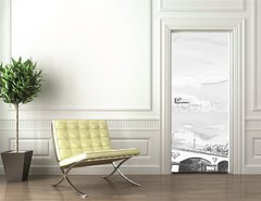 Samolepka na dveře fólie 90 x 220, 40124370 - Parisian streets -Eiffel Tower illustration - Pařížské ulice