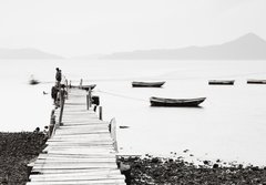 Fototapeta184 x 128  Lonely pier along the coast, low saturation image., 184 x 128 cm