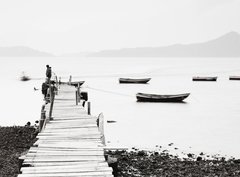 Fototapeta360 x 266  Lonely pier along the coast, low saturation image., 360 x 266 cm