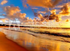 Samolepka flie 100 x 73, 40275471 - beautiful sunset on the  beach - krsn zpad slunce na pli