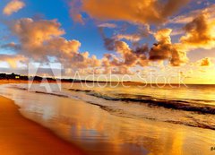 Samolepka flie 200 x 144, 40275471 - beautiful sunset on the  beach - krsn zpad slunce na pli