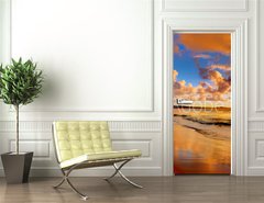 Samolepka na dvee flie 90 x 220, 40275471 - beautiful sunset on the  beach - krsn zpad slunce na pli