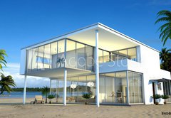 Samolepka flie 145 x 100  Flachdachvilla am Strand, 145 x 100 cm