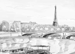 Fototapeta100 x 73  Paris street  illustration, 100 x 73 cm