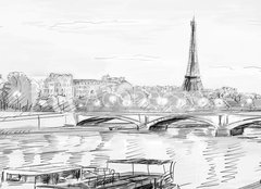 Fototapeta240 x 174  Paris street  illustration, 240 x 174 cm