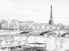 Samolepka flie 270 x 200, 40520536 - Paris street - illustration