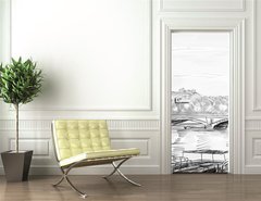 Samolepka na dveře fólie 90 x 220, 40520536 - Paris street - illustration - Pařížská ulice