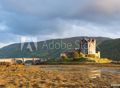 Samolepka flie 100 x 73, 40528825 - Sunset at Elian Donan Castle, Isle of Skye, Scotland - Zpad slunce na hrad Elian Donan, ostrov Skye, Skotsko