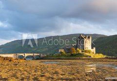 Samolepka flie 145 x 100, 40528825 - Sunset at Elian Donan Castle, Isle of Skye, Scotland - Zpad slunce na hrad Elian Donan, ostrov Skye, Skotsko
