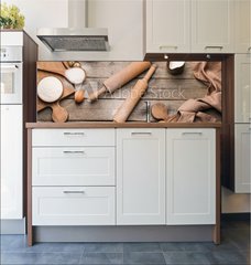 Fototapeta do kuchyn flie 180 x 60, 405324068 - Ingredients for cookies and rolling pins on wooden background