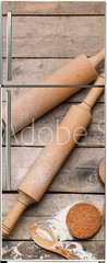 Samolepka na lednici flie 80 x 200, 405324068 - Ingredients for cookies and rolling pins on wooden background