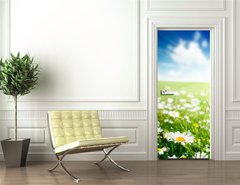 Samolepka na dvee flie 90 x 220, 40565280 - field of daisy flowers