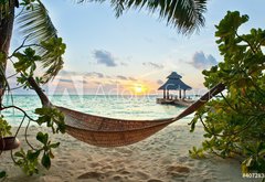 Samolepka flie 145 x 100, 40728385 - Hammock and sunset