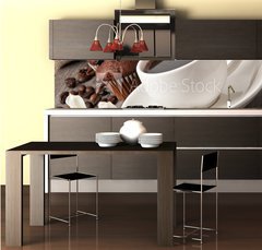 Fototapeta do kuchyn flie 260 x 60, 40771810 - cup of coffee and chocolate cake