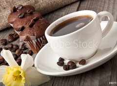 Fototapeta vliesov 270 x 200, 40771810 - cup of coffee and chocolate cake