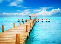 Fototapeta200 x 144  Vacation in Tropic Paradise. Jetty on Isla Mujeres, Mexico, 200 x 144 cm