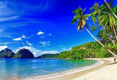 Samolepka flie 145 x 100  panoramic beautiful beach scenery  El nido,palawan, 145 x 100 cm