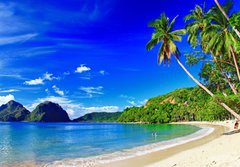 Fototapeta184 x 128  panoramic beautiful beach scenery  El nido,palawan, 184 x 128 cm