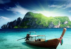 Samolepka flie 145 x 100, 41037599 - boat on Phi Phi island Thailand