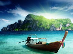 Samolepka flie 270 x 200, 41037599 - boat on Phi Phi island Thailand