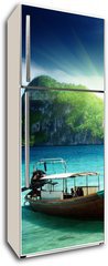 Samolepka na lednici flie 80 x 200  boat on Phi Phi island Thailand, 80 x 200 cm