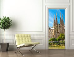 Samolepka na dvee flie 90 x 220  La Sagrada Familia, Barcelona, spain., 90 x 220 cm