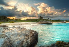 Samolepka flie 145 x 100  Caribbean beach in Mexico at sunset, 145 x 100 cm
