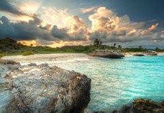 Fototapeta vliesov 145 x 100, 41177940 - Caribbean beach in Mexico at sunset