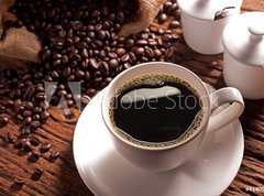 Fototapeta pltno 330 x 244, 41409158 - Coffee cup with burlap sack of roasted beans