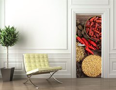 Samolepka na dvee flie 90 x 220  Spices and herbs, 90 x 220 cm