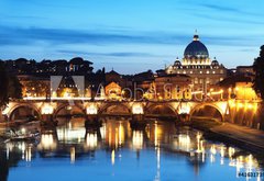 Samolepka flie 145 x 100, 41631738 - St. Peter  s Basilica at night, Rome - Italy - Bazilika sv. Petra v noci v m