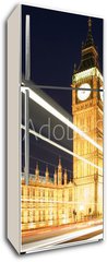 Samolepka na lednici flie 80 x 200, 4170127 - Big Ben in London at night against blue sky. London traffic