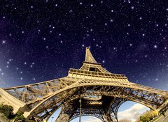 Fototapeta vliesov 100 x 73, 41726056 - Stars and Night Sky above Eiffel Tower in Paris