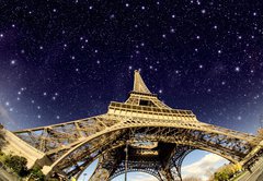 Samolepka flie 145 x 100, 41726056 - Stars and Night Sky above Eiffel Tower in Paris