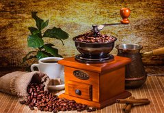 Samolepka flie 145 x 100  grinder and other accessories for the coffee, 145 x 100 cm
