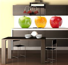 Fototapeta do kuchyn flie 260 x 60  Green, Yellow and Red Apples, 260 x 60 cm