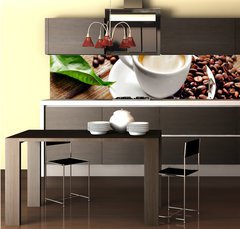 Fototapeta do kuchyn flie 260 x 60  Hot cup coffee, 260 x 60 cm