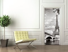 Samolepka na dvee flie 90 x 220  Eiffel tower view from Seine river square format, 90 x 220 cm