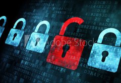 Fototapeta174 x 120  Security concept: Lock on digital screen, 174 x 120 cm
